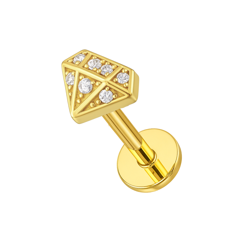 316L Surgical Steel Micro Jewelled Diamond Flatback Cartilage Ear Stud