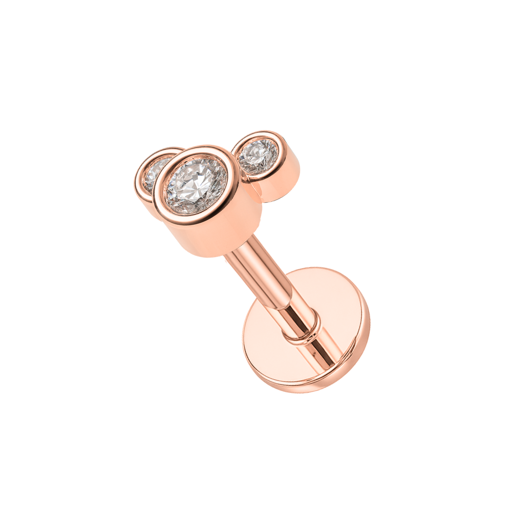 316L Surgical Steel Jewelled Bear Internally Threaded Screw Fit Labret Stud