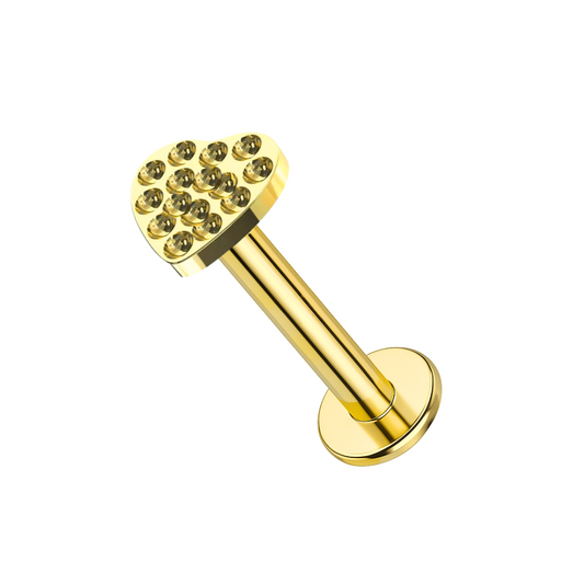 14K Gold Heart Internally Threaded Screw Fit Stud