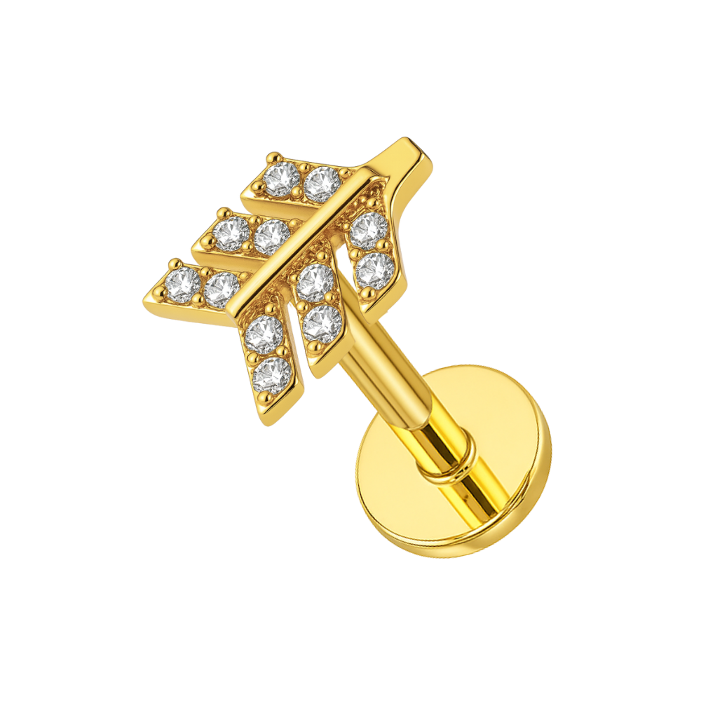 316L Surgical Steel Cartilage Helix Triple Arrow CZ Stone Cartilage Stud