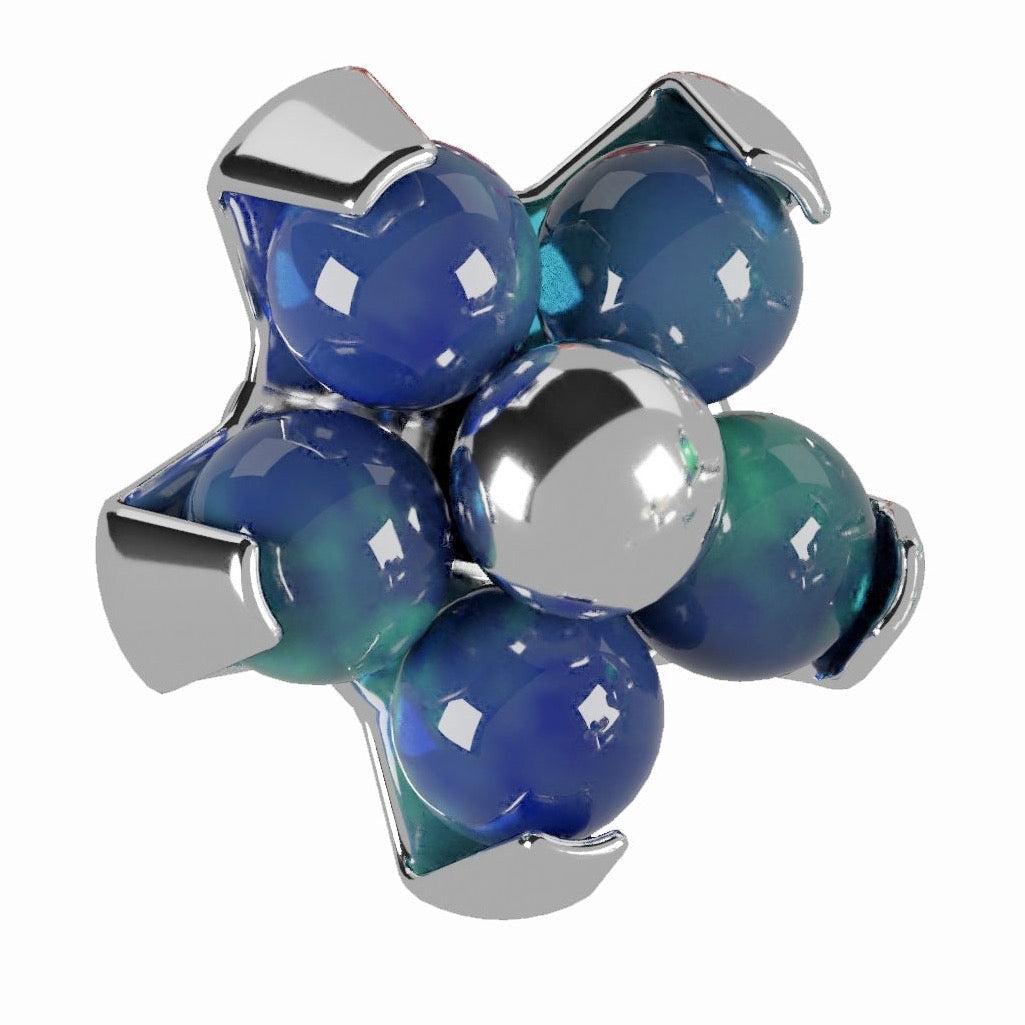 G23 Titanium Opal Stone Studded Flower Dermal Anchor Top - Monster Piercing