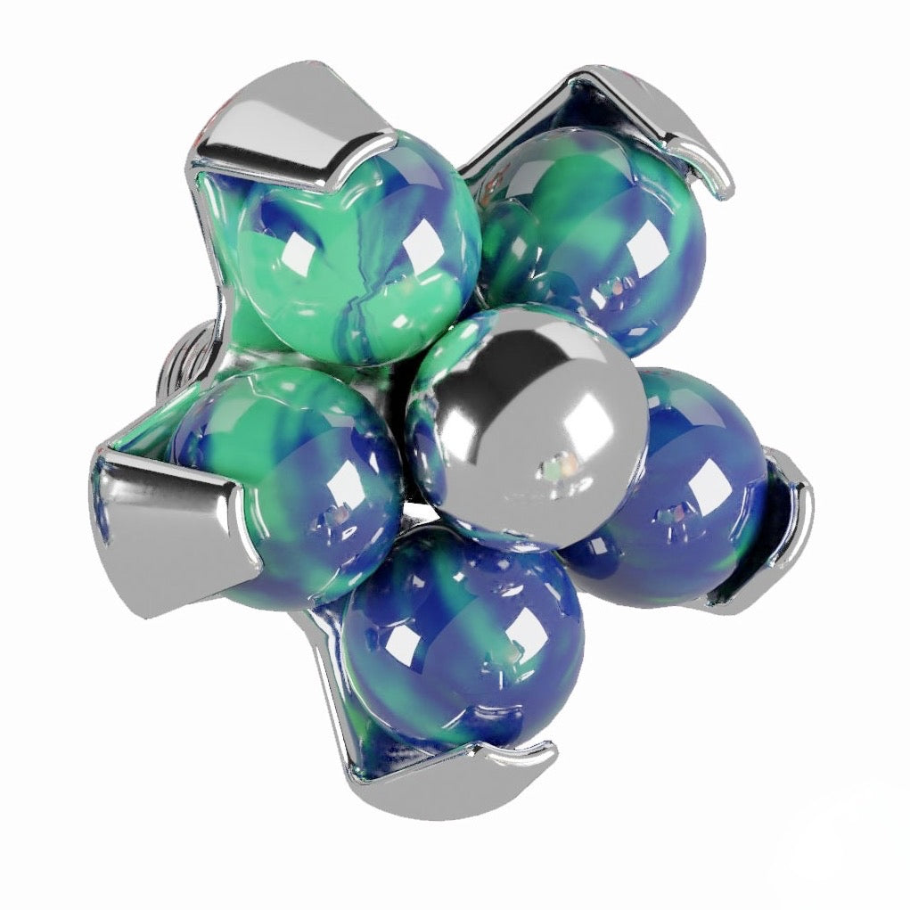 G23 Titanium Opal Stone Studded Flower Dermal Anchor Top - Monster Piercing