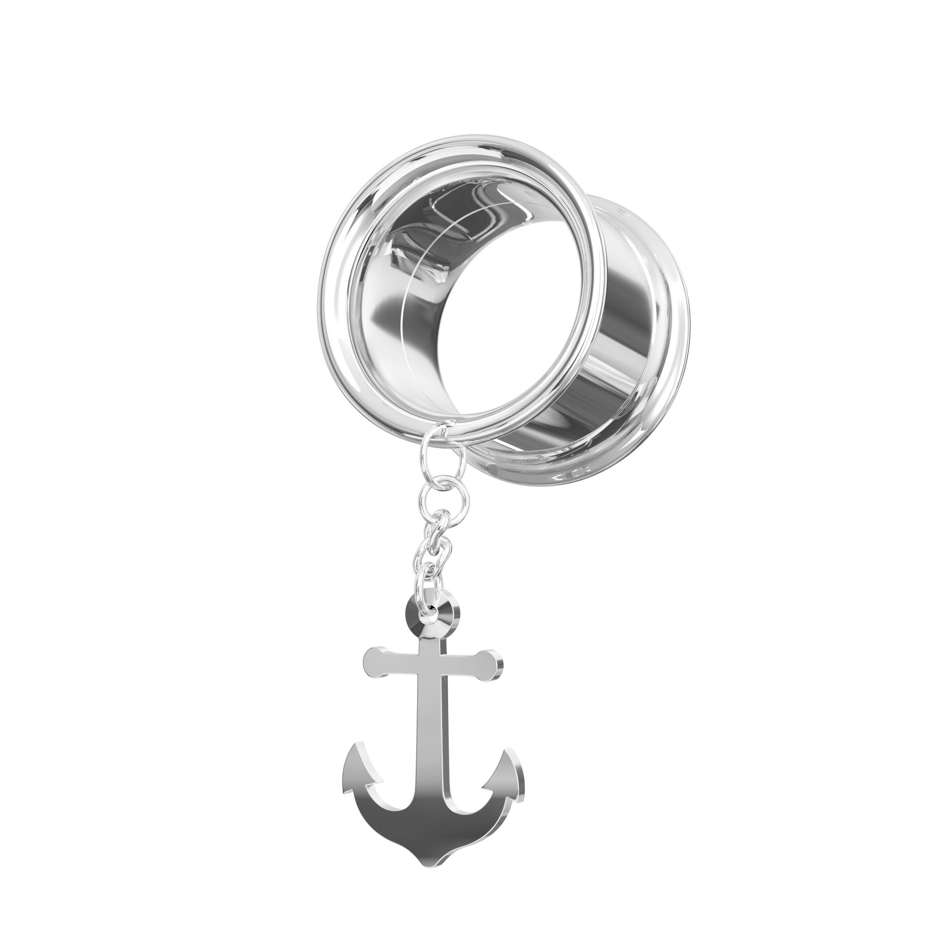 316L Surgical Steel Dangling Anchor Internally Threaded Tunnel - Monster Piercing