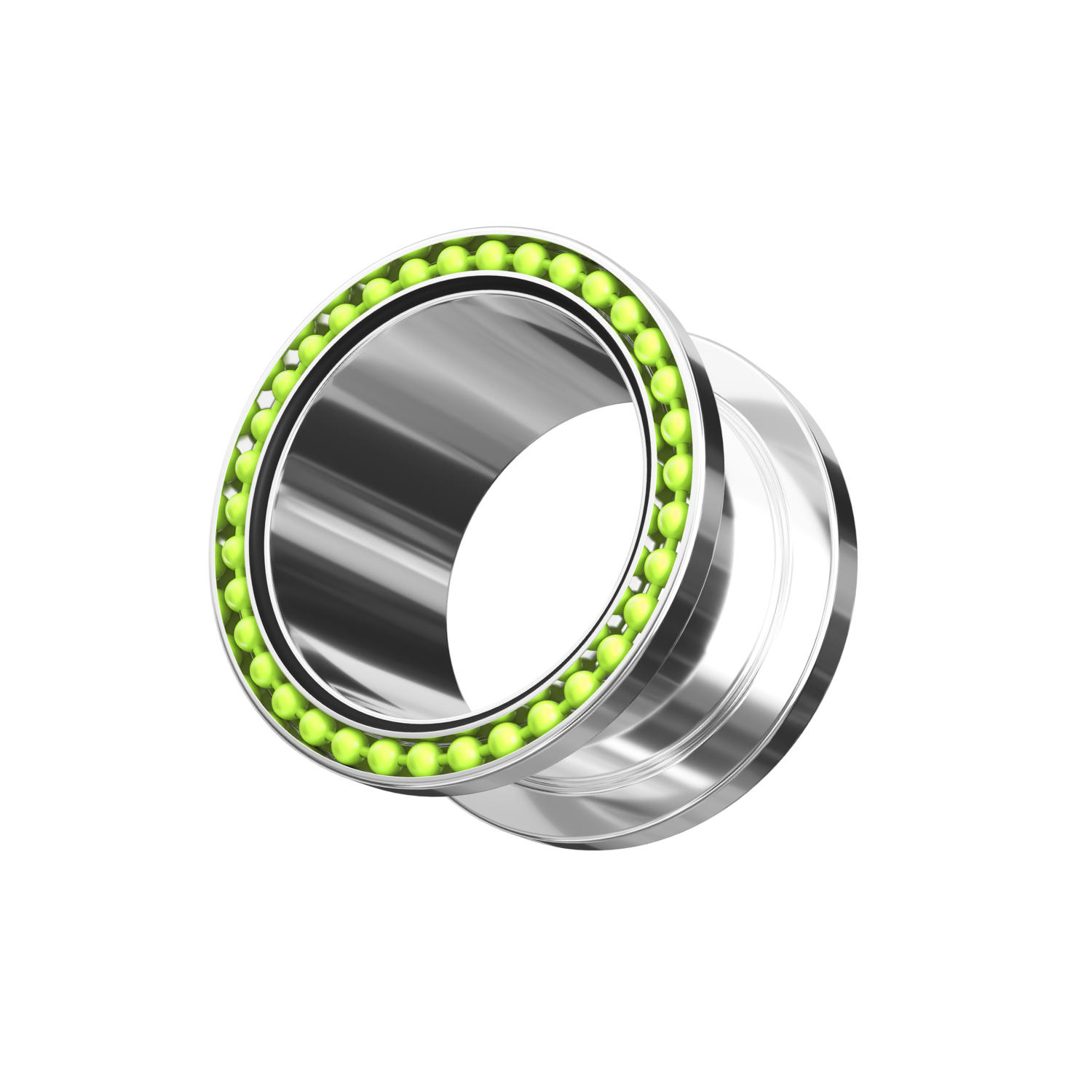 316L Surgical Steel With Light Green Ball Edge Top Flesh Tunnel - Monster Piercing