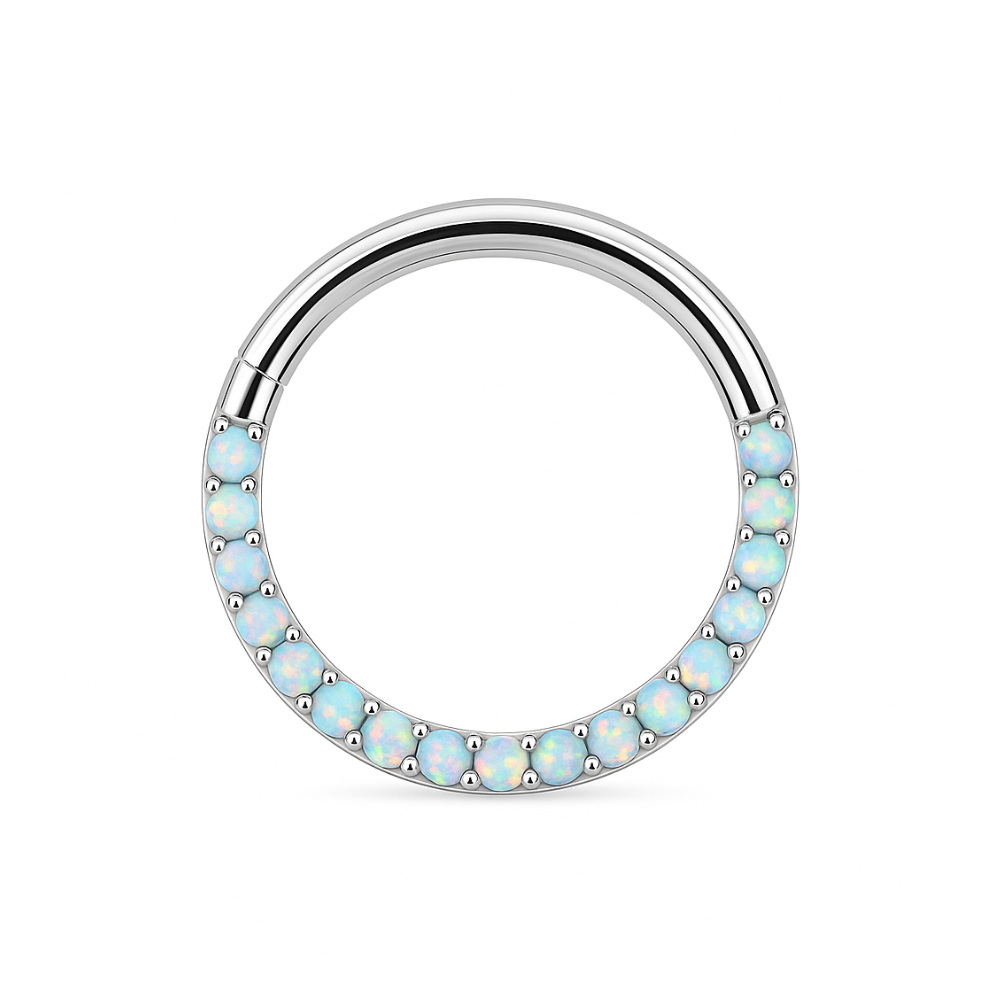316L Surgical Steel Opal Studded Hinged Clicker Segment Ring - Monster Piercing
