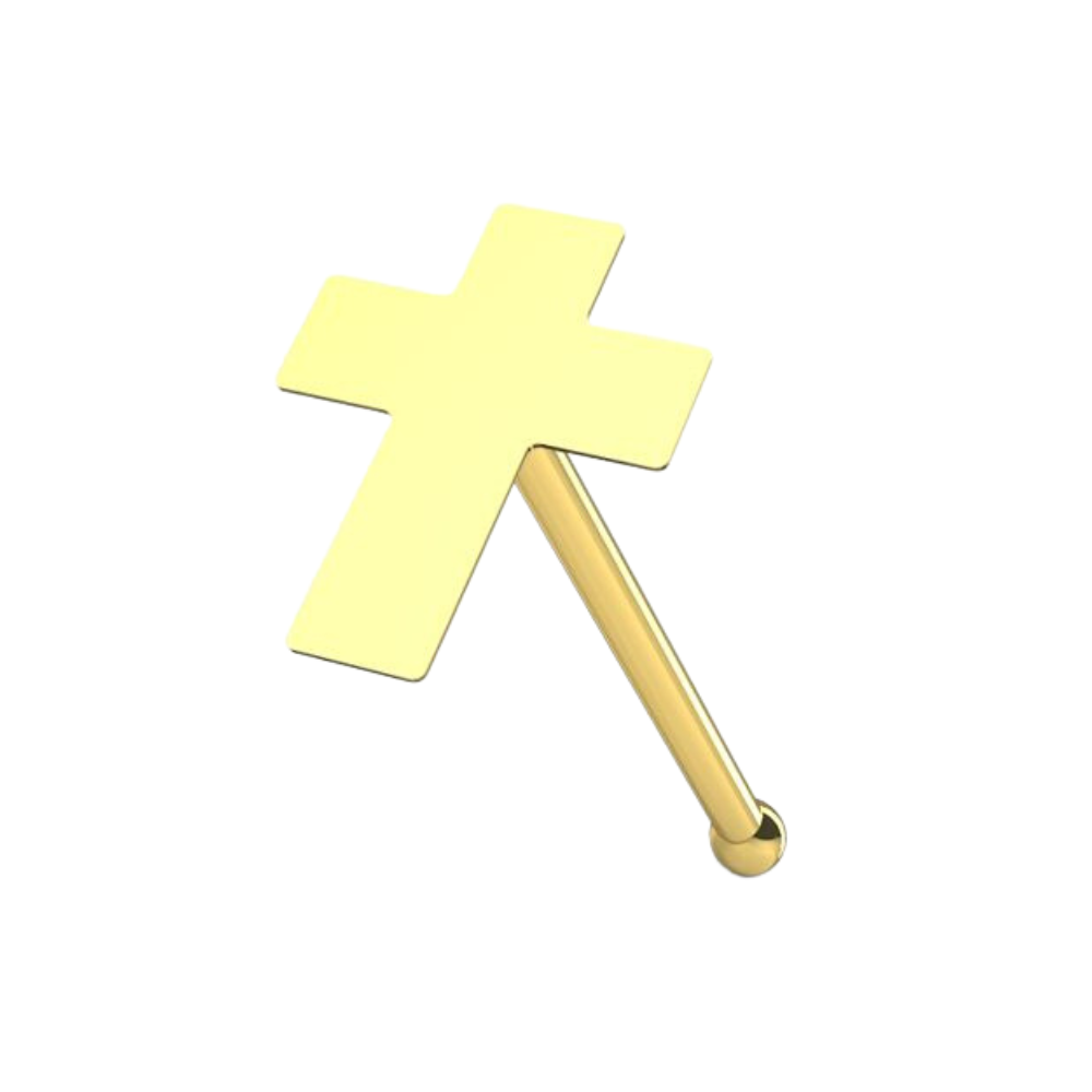 9K Gold Plain Cross Nose Studs - Monster Piercing
