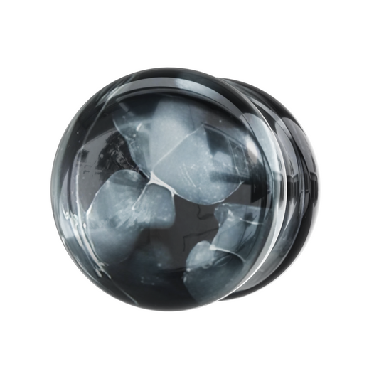 Pyrex Glass Grey Pebble Ear Plug - Monster Piercing