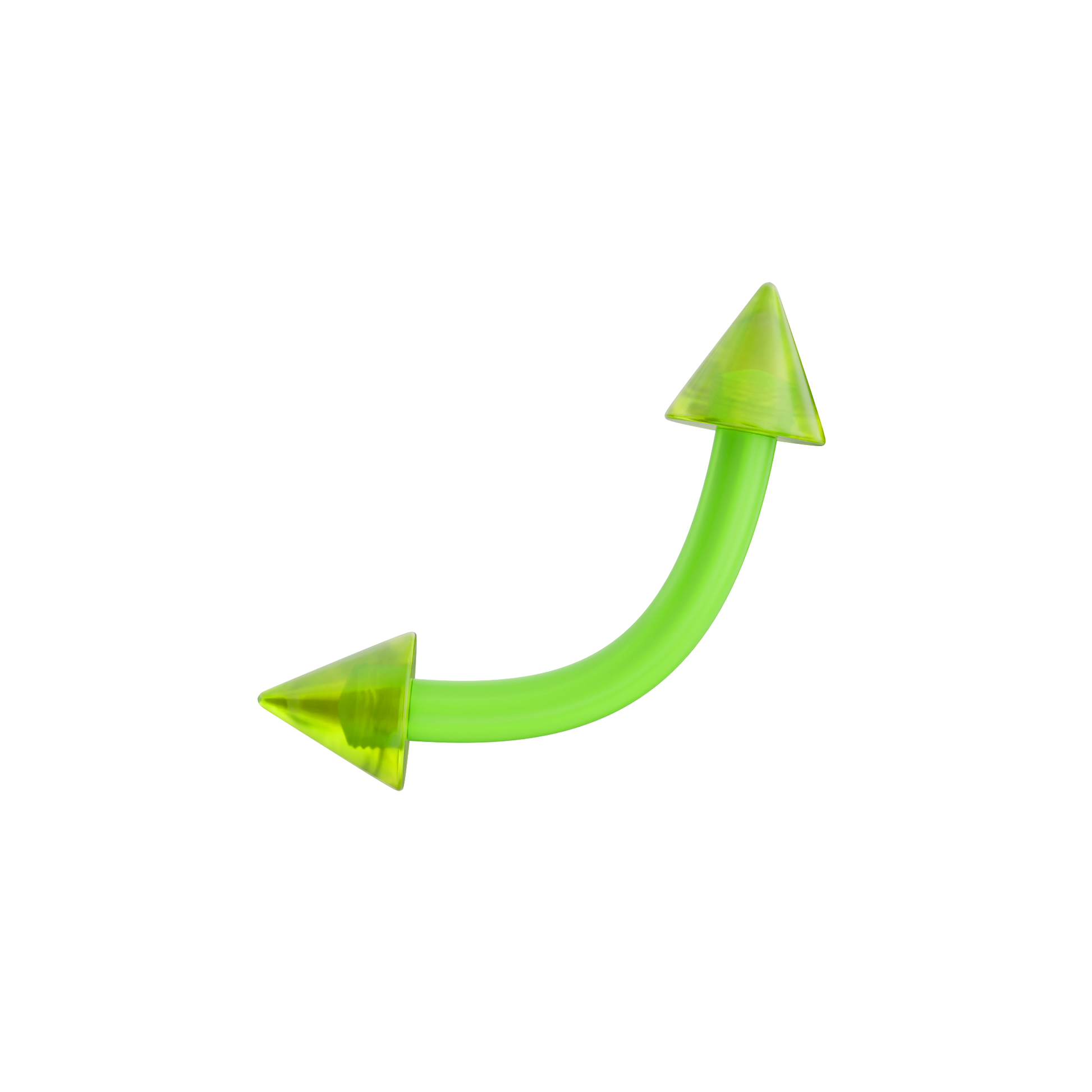 UV Lime Curved Bar with Plain UV Cone (Pack of 10) - Monster Piercing