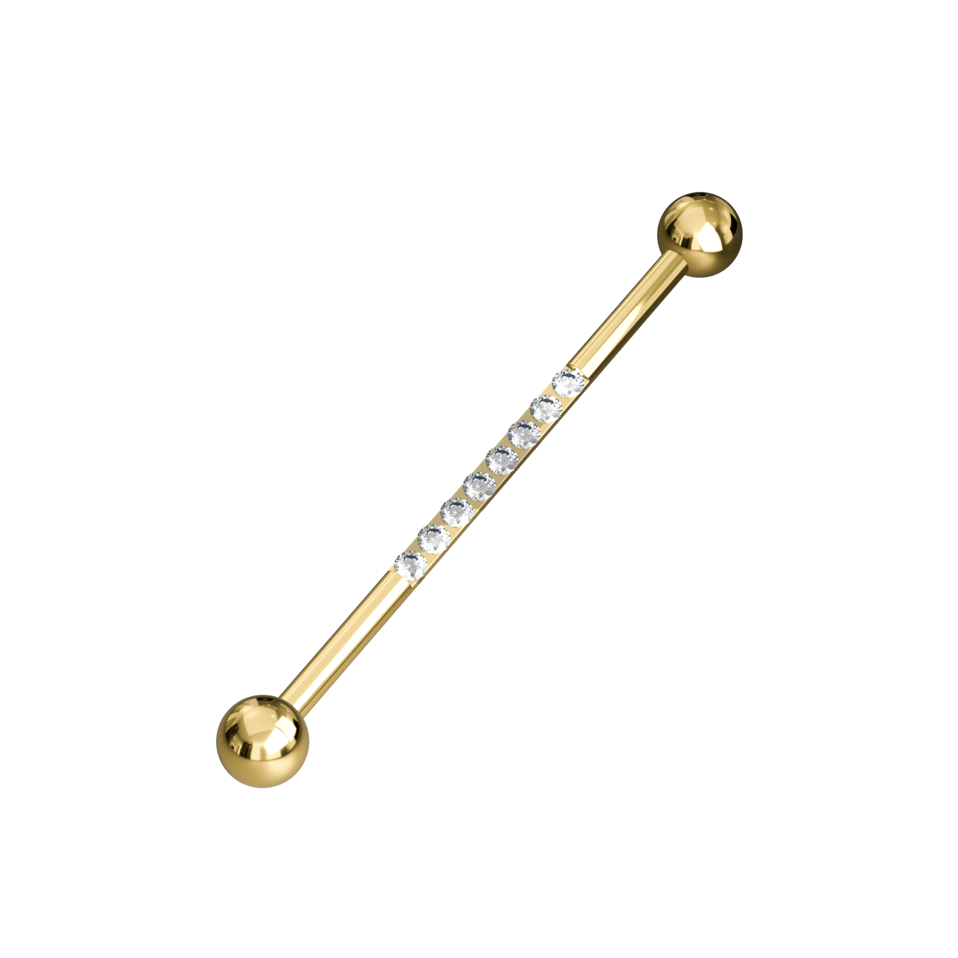 316L Surgical Steel 8 Cubic Zirconia Jewelled Industrial Barbell - Monster Piercing