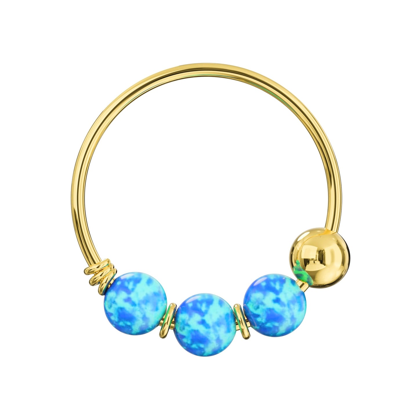 9K Gold Opal Hoop Nose Ring - Monster Piercing