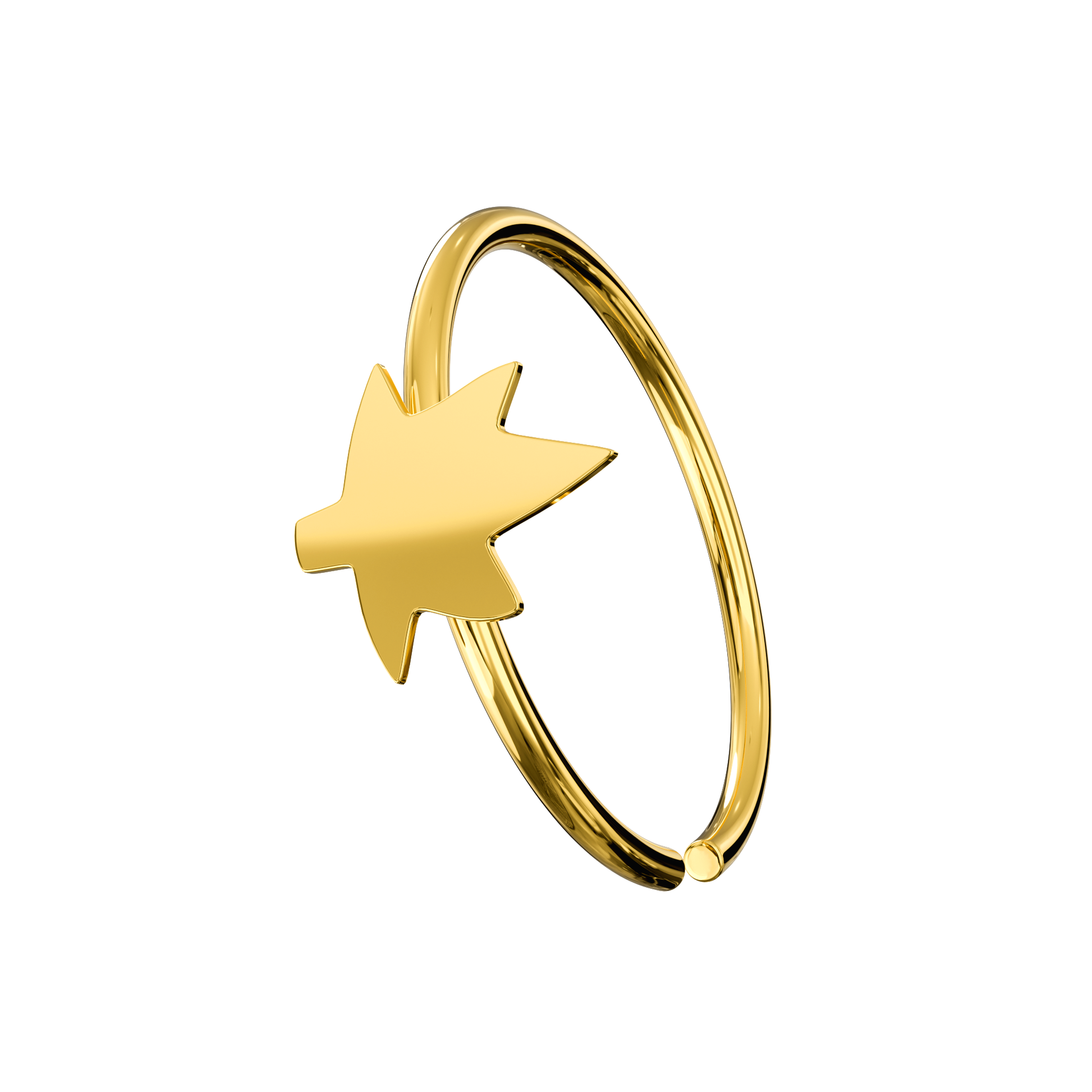 925 Sterling Silver Open Nose Hoop Ring with Marijuana Leaf - Monster Piercing