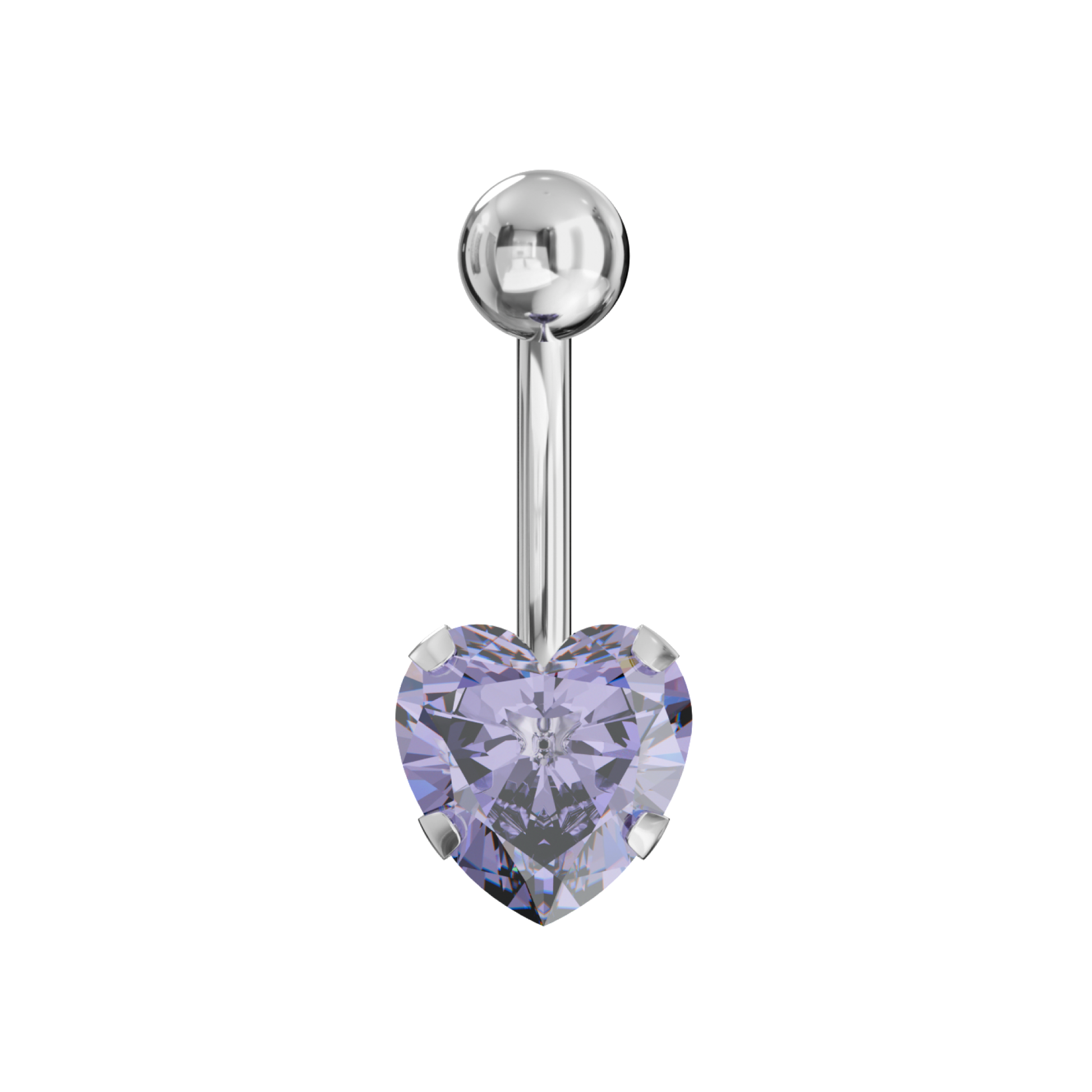 316L Surgical Steel Studded Heart Belly Ring - Monster Piercing