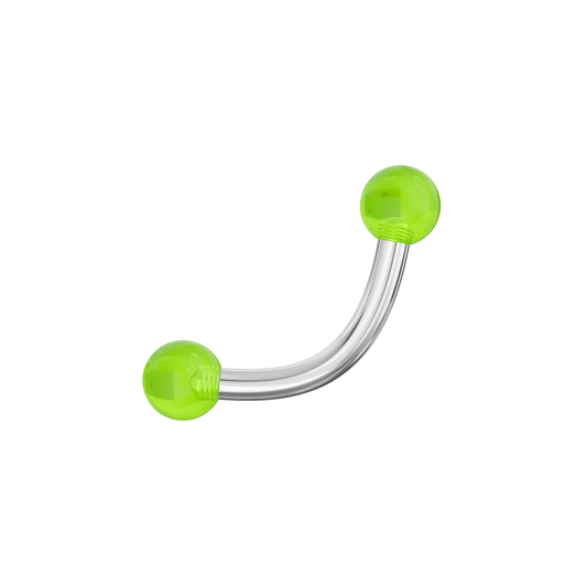 316L Surgical Steel Curved Bar with Glossy UV Balls (Pack of 10) - Monster Piercing