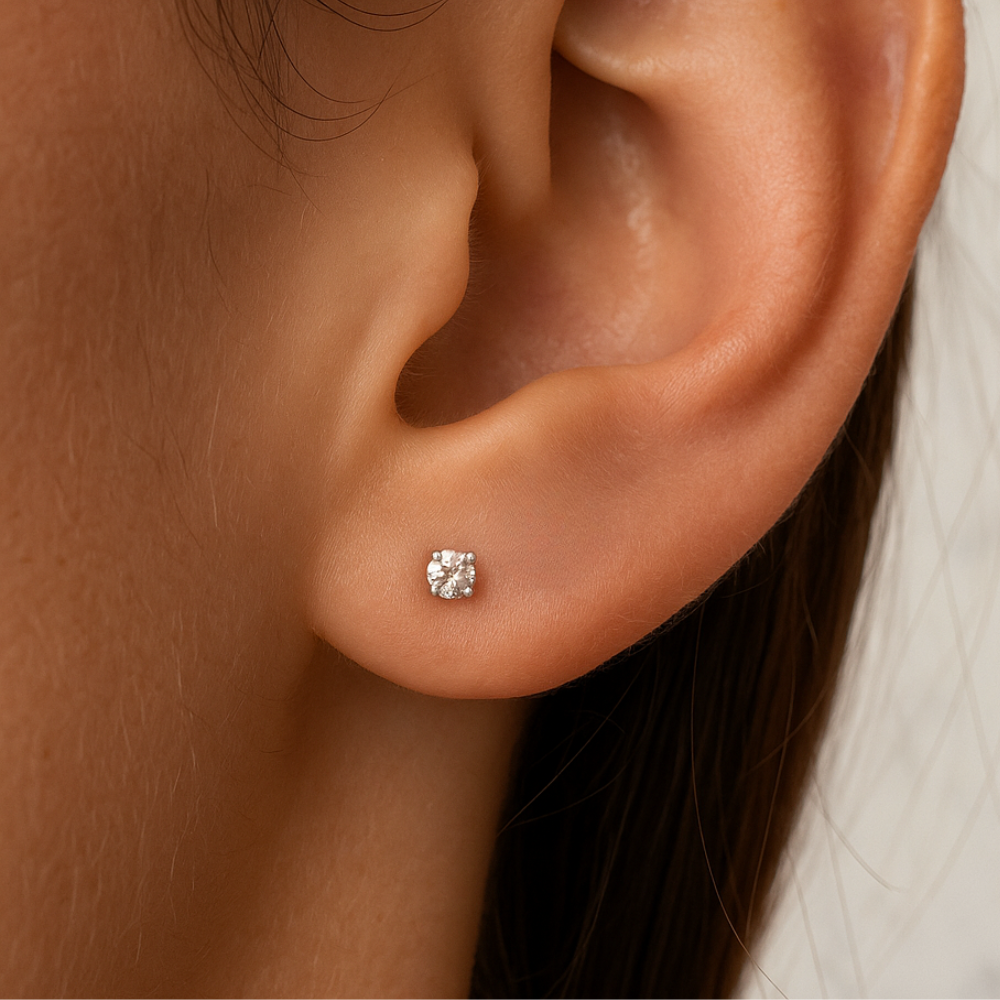 14K Gold with Lab Grown Diamond Jewelled Push Fit Top - Monster Piercing