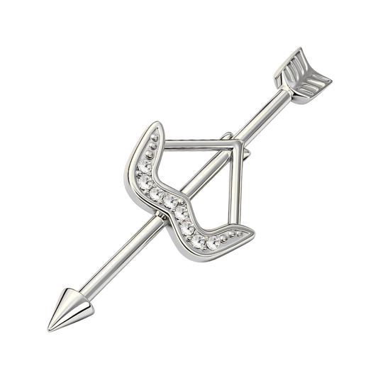 316L Surgical Steel With Anodised Arrow CZ Dazzling Bow Industrial Barbell