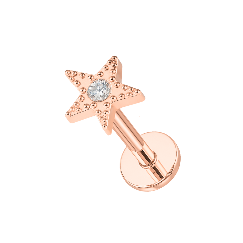 316L Surgical Steel Jewelled Star Cartilage Ear Stud