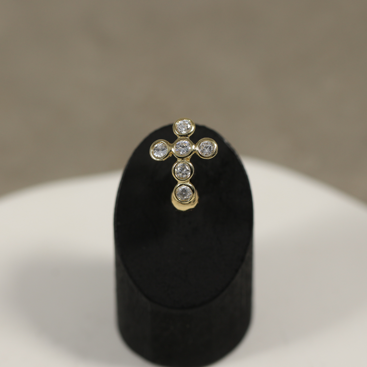 14K Solid Gold Studded Cross Reverse Belly Ring - Monster Piercing