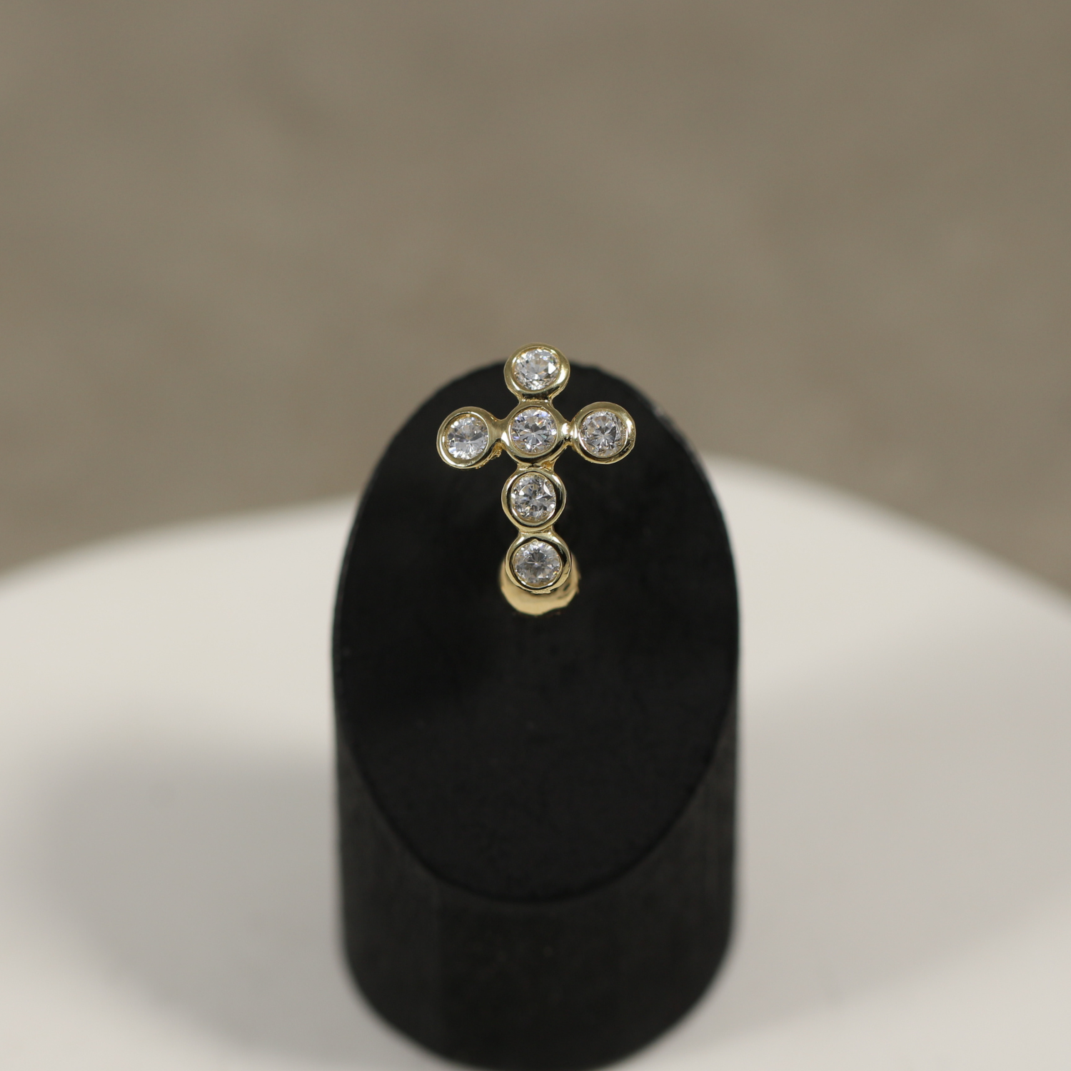 14K Solid Gold Studded Cross Reverse Belly Ring - Monster Piercing