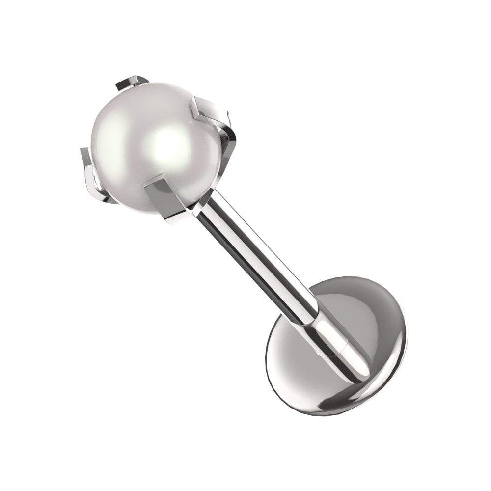 316L Surgical Steel Pearl Top Thread-less Push-Fit With Flatback Stud - Monster Piercing