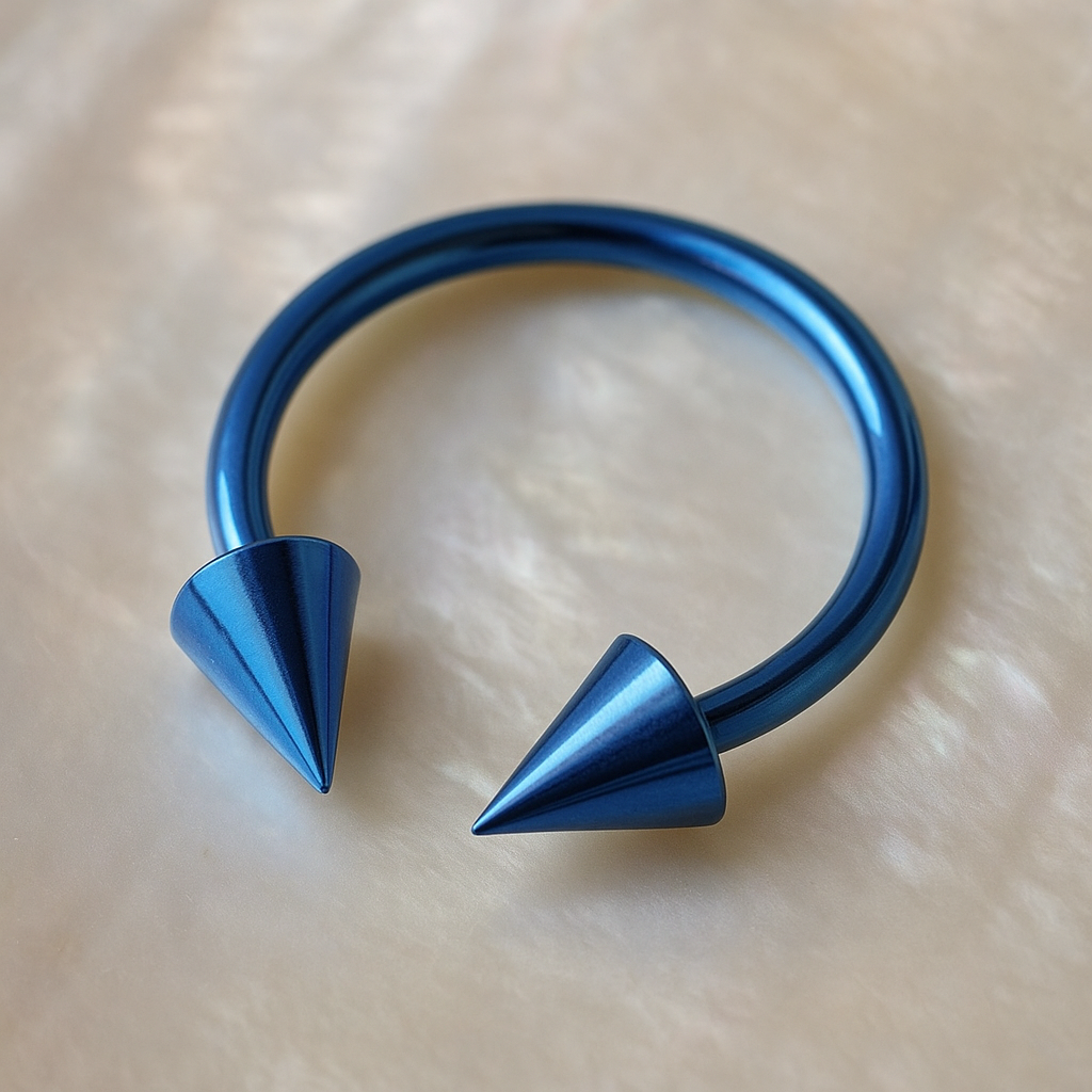 316L Surgical Steel Blue Horseshoe CBB with Cone - Monster Piercing