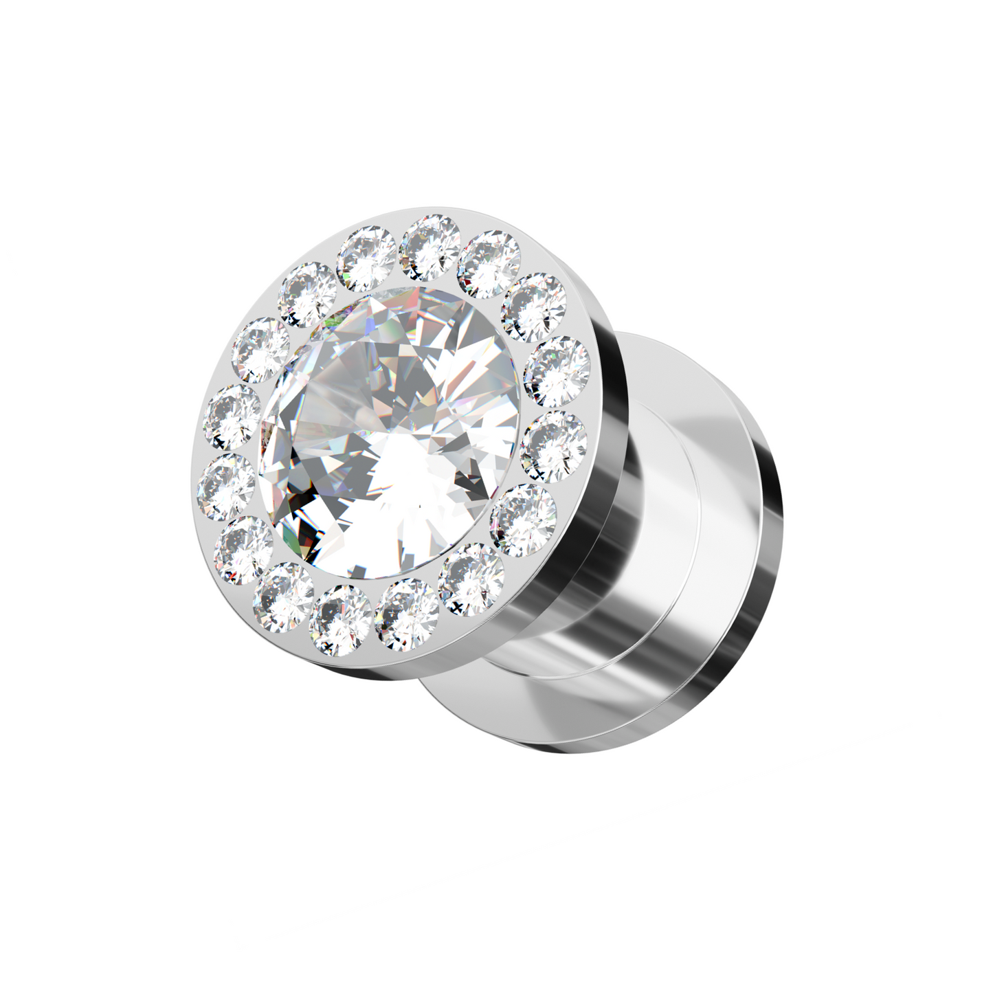 316L Surgical Steel AAA Stone Multi Jewelled Screw Fit Flesh Tunnel