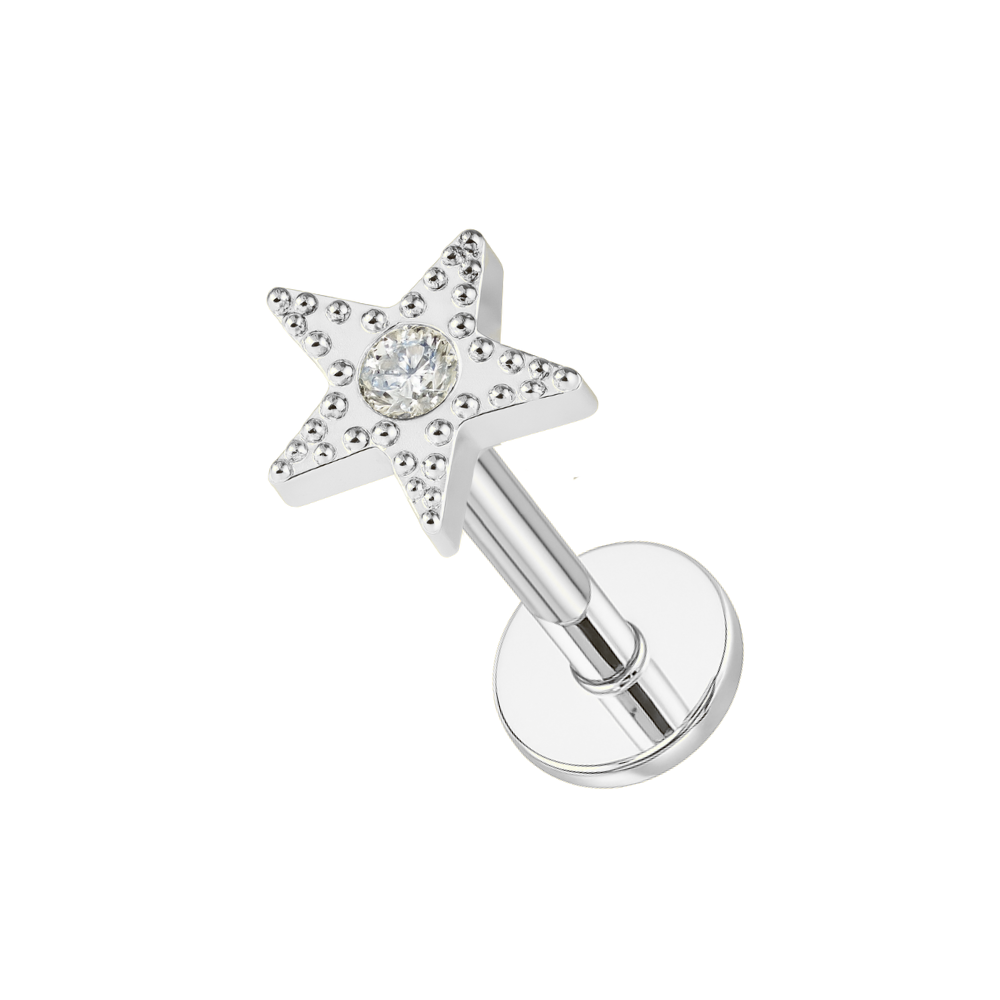 316L Surgical Steel Jewelled Star Cartilage Ear Stud