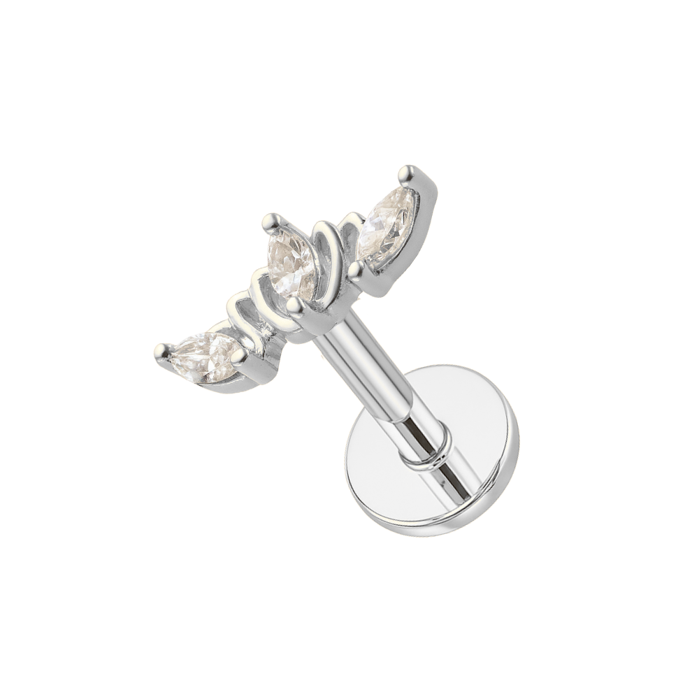 316L Surgical Steel Triple Marquise CZ Ear Stud