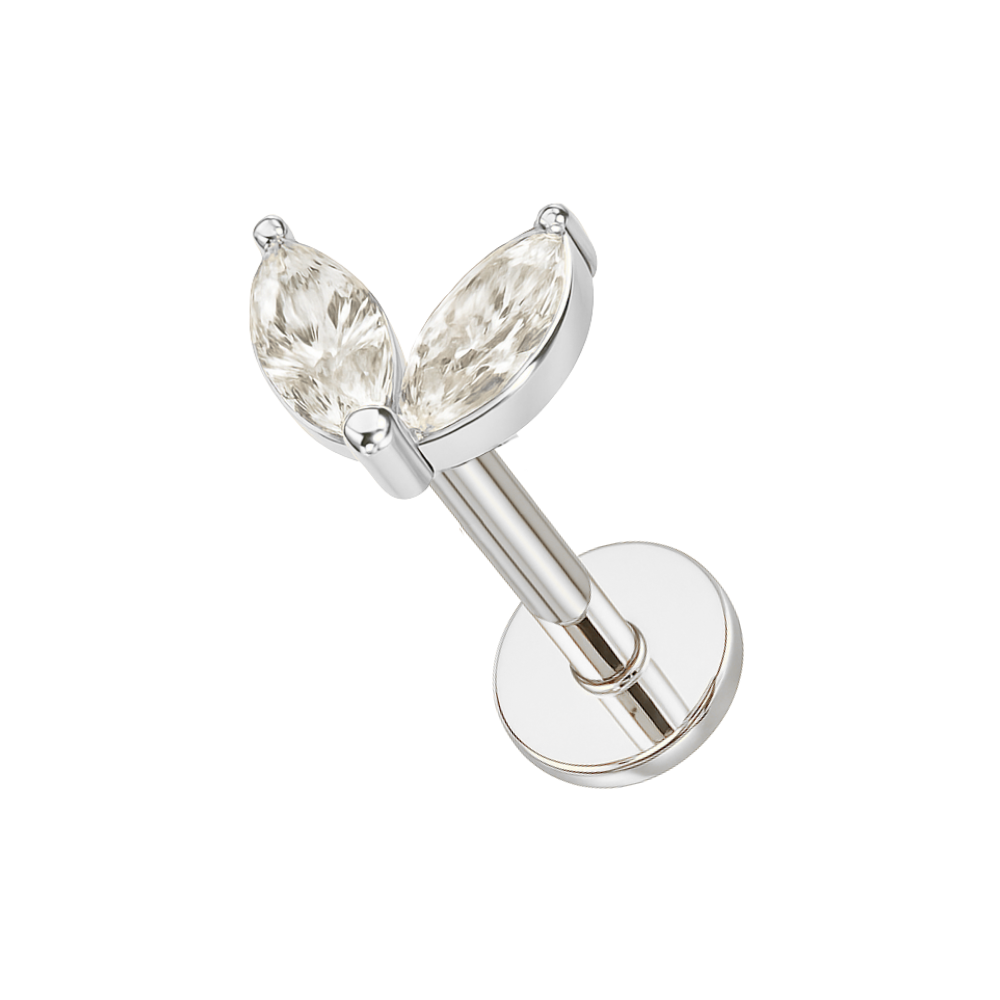 316L Surgical Steel Commelina Marquise CZ Jewelled Flatback Stud