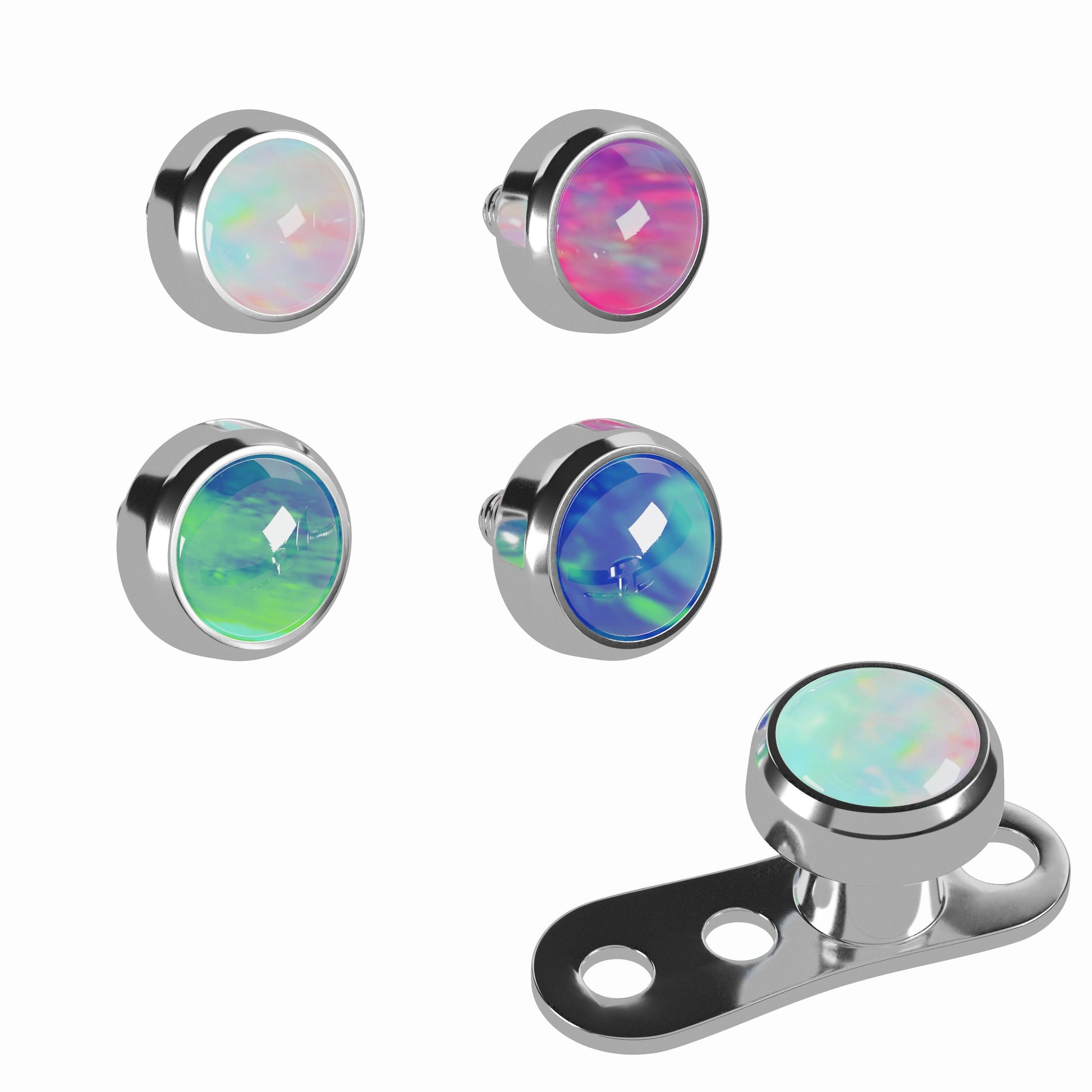 G23 Titanium Opal Stone Top Dermal Anchor - Monster Piercing