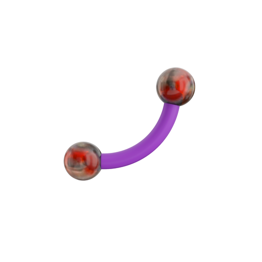 UV Curved Bar with Coloured Marble UV Ball (Pack of 10) - Monster Piercing