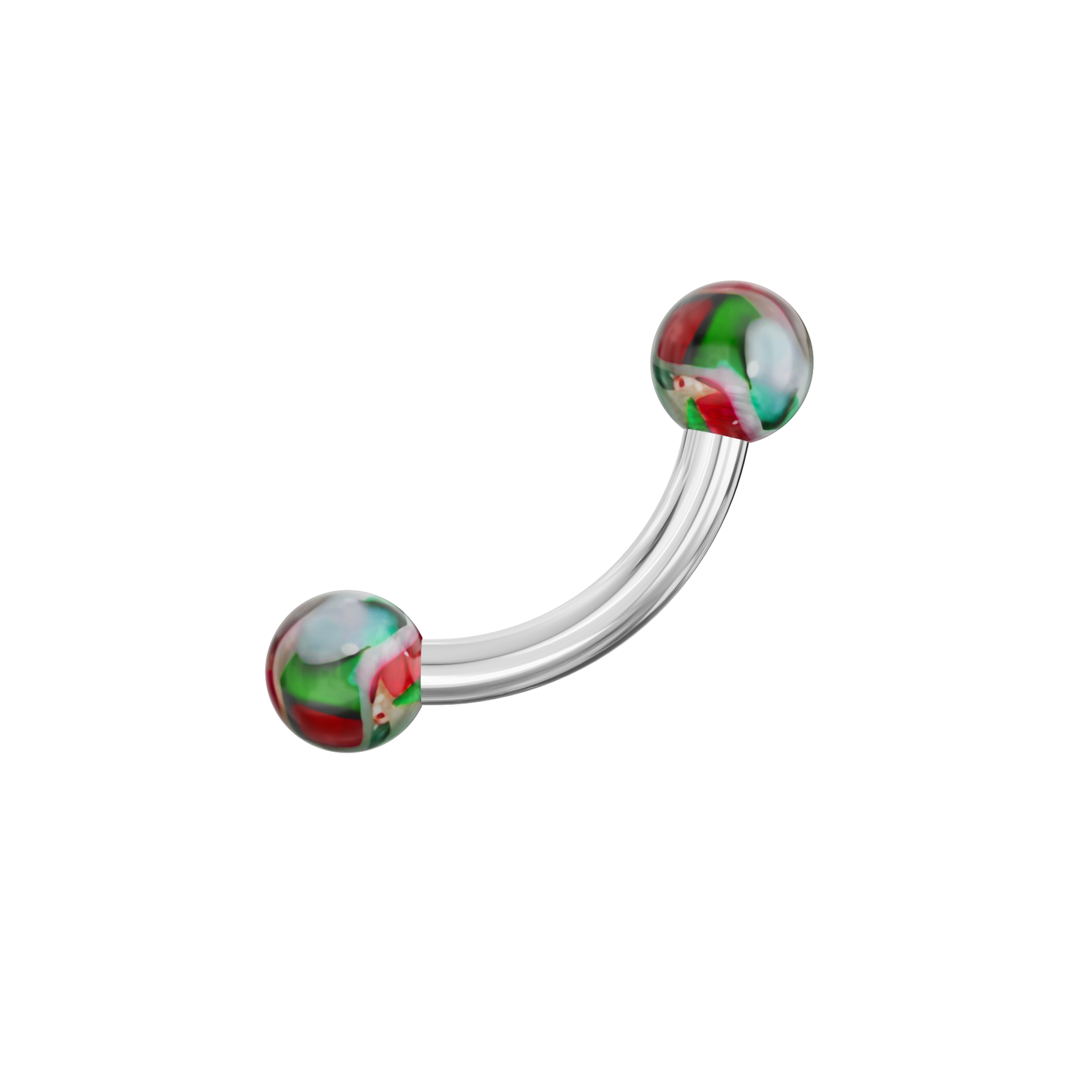 316L Surgical Steel Curved Bar with Trippy Marble UV Ball (Pack of 10) - Monster Piercing