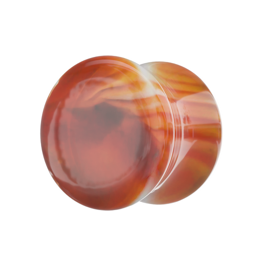 Synthetic Carnelian Stone Orange Saddle Ear Plug - Monster Piercing
