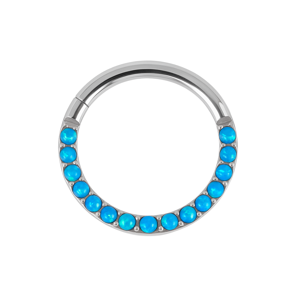 316L Surgical Steel Opal Studded Hinged Clicker Segment Ring - Monster Piercing