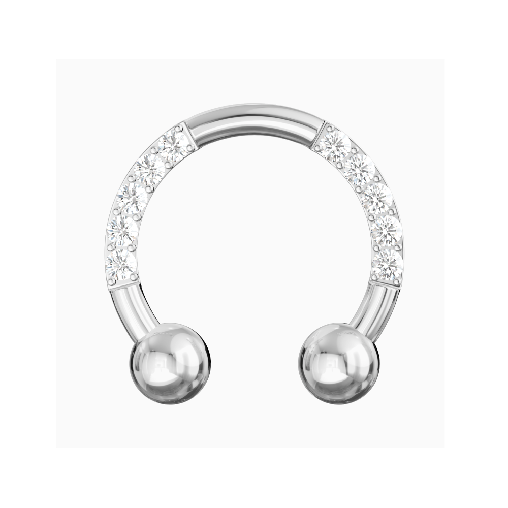 G23 Titanium Multi CZ Jewelled Circular Barbell with Ball - Monster Piercing