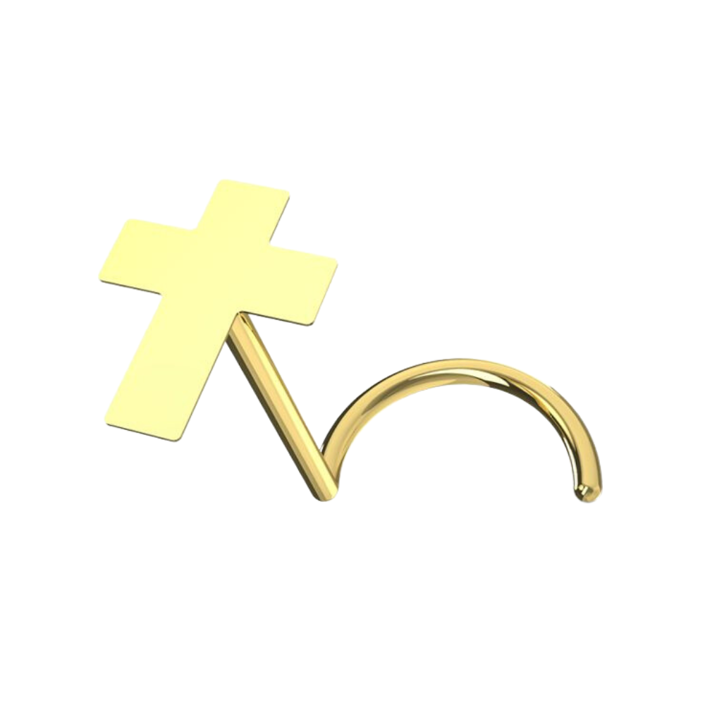9K Gold Plain Cross Nose Studs - Monster Piercing