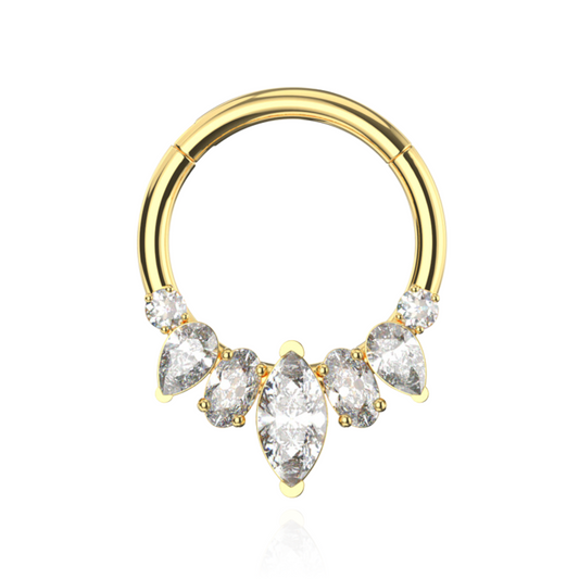 316L Surgical Steel CZ adorned pave segment clicker - Monster Piercing