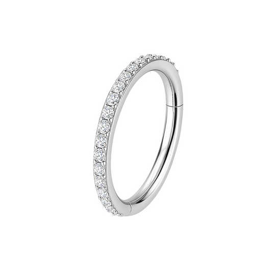 G23 Titanium Micro Setting CZ Stones in Hinged Segment Clicker Ring - Monster Piercing