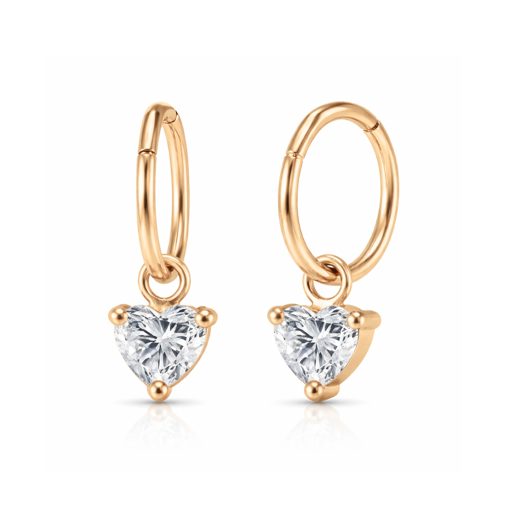 925 Sterling Silver Heart Drop Hinged Clickers