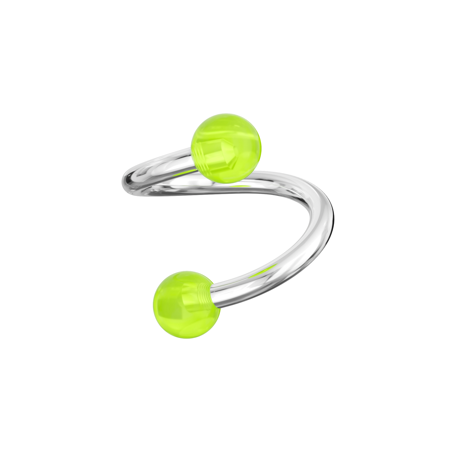 316L Surgical Steel Twisted Barbell With Glossy UV Ball (Pack of 10)