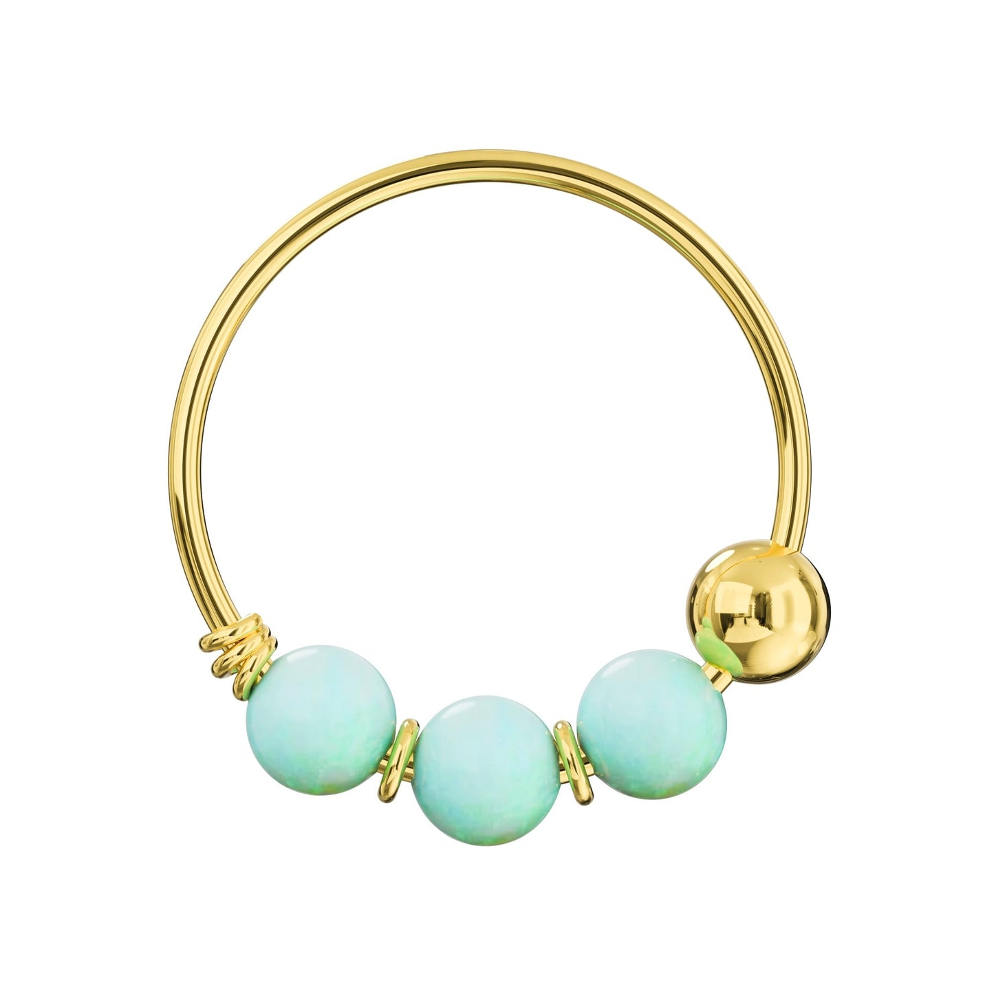 9K Gold Opal Hoop Nose Ring - Monster Piercing