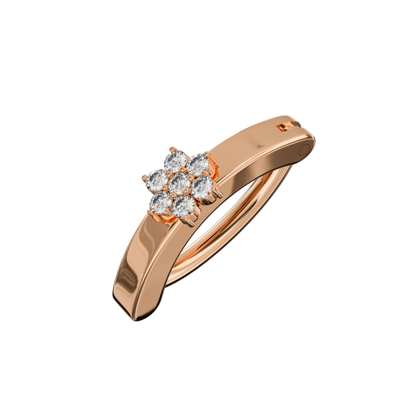 316L Surgical Steel Cubic Zirconia Flower Curved Clicker Belly Ring - Monster Piercing