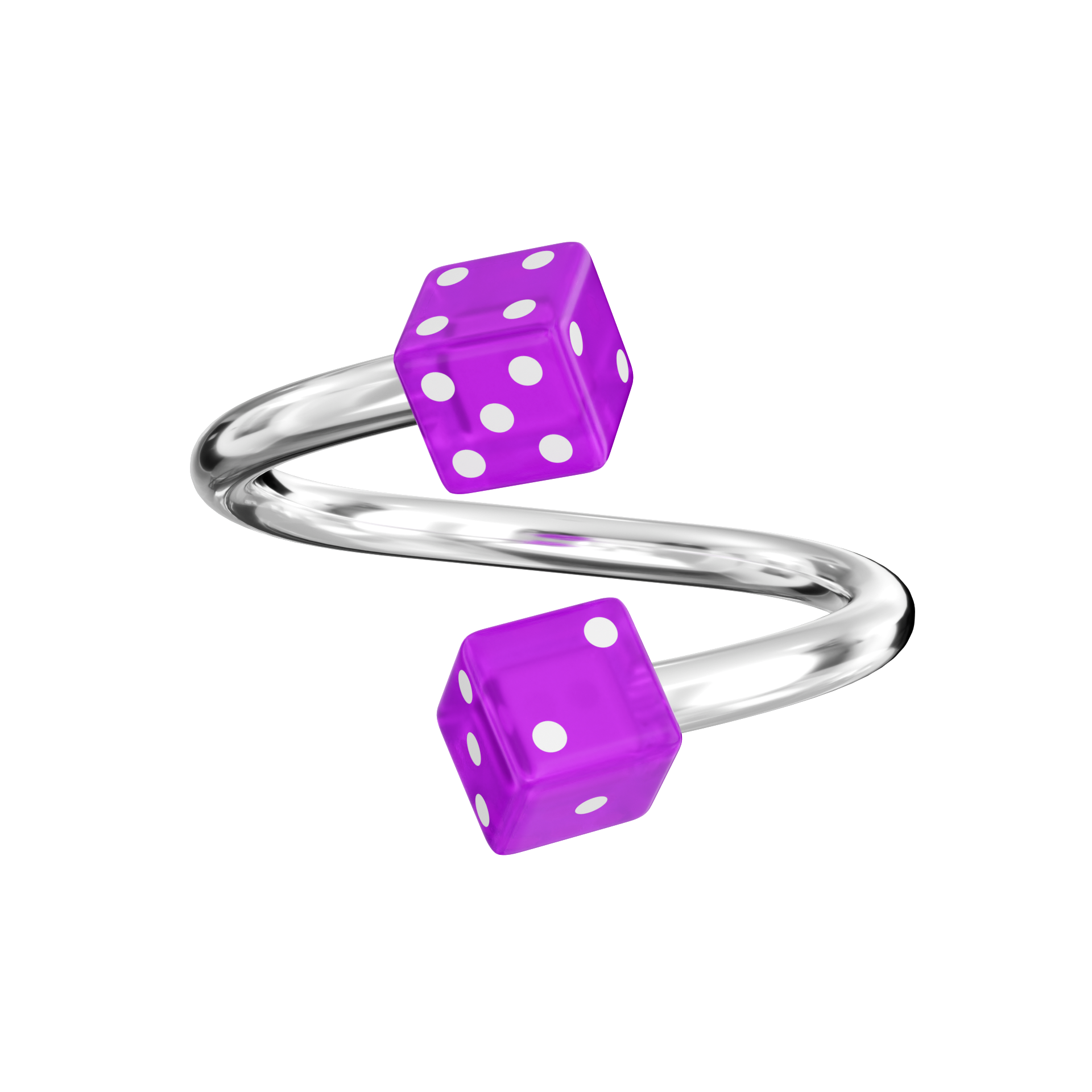 316L Surgical Steel Spiral Barbell with UV Dice - Monster Piercing