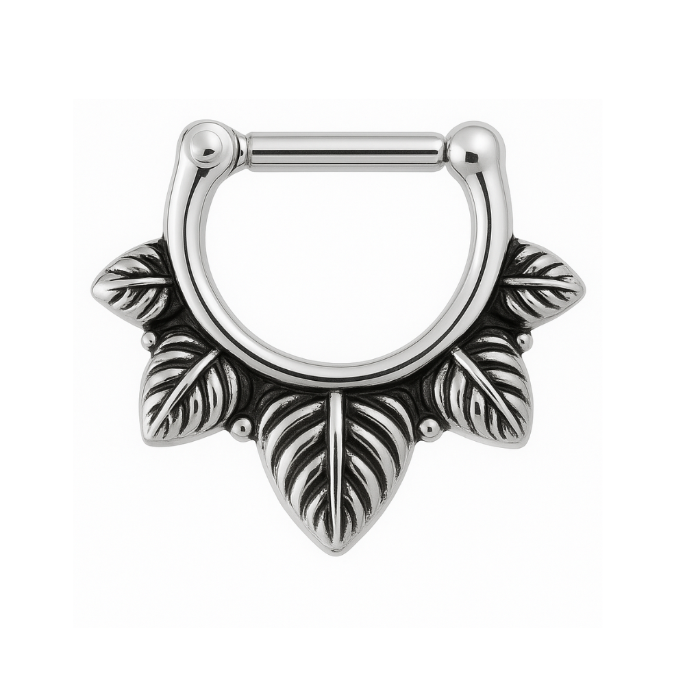 316L Surgical Steel Leaf Septum Clicker Ring