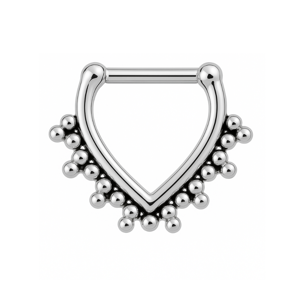 316L Surgical Steel Tribal Dots V Shape Septum Clicker Ring