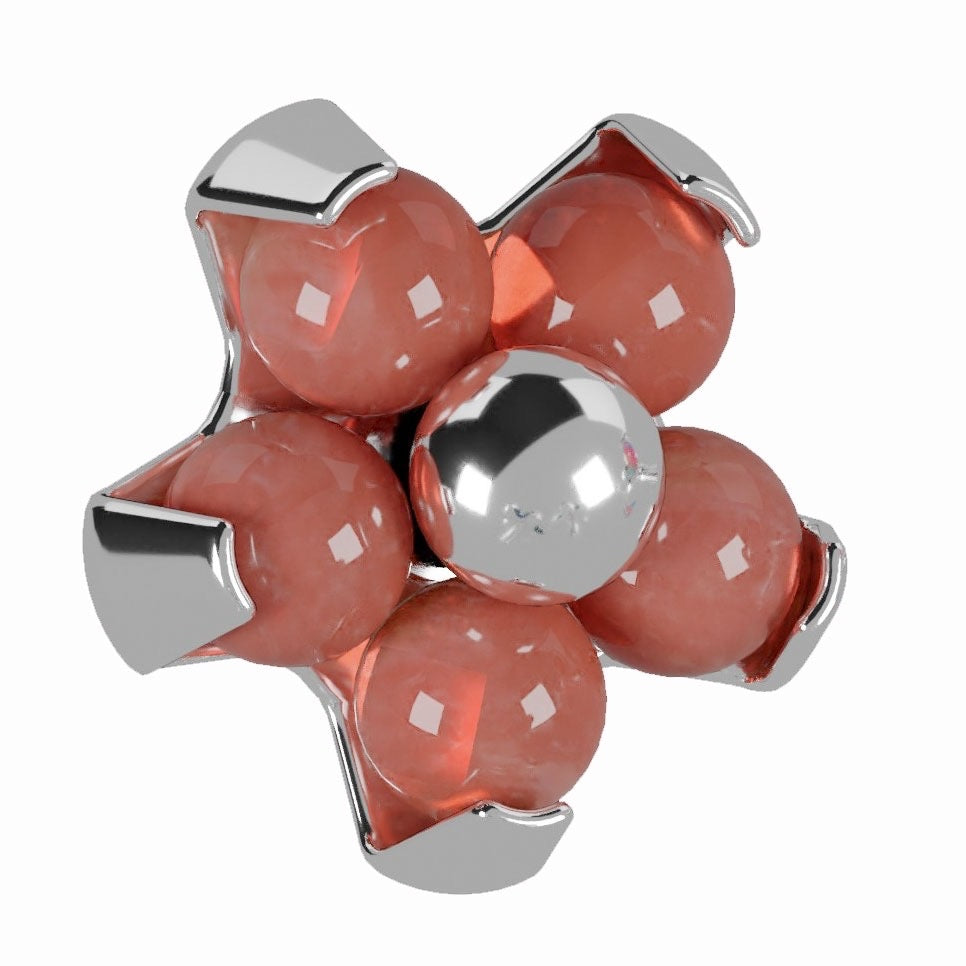 G23 Titanium Opal Stone Studded Flower Dermal Anchor Top - Monster Piercing