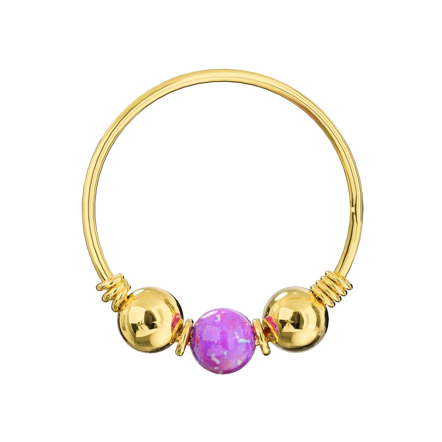 14K Gold Opal Stone Hoop Nose Ring - Monster Piercing