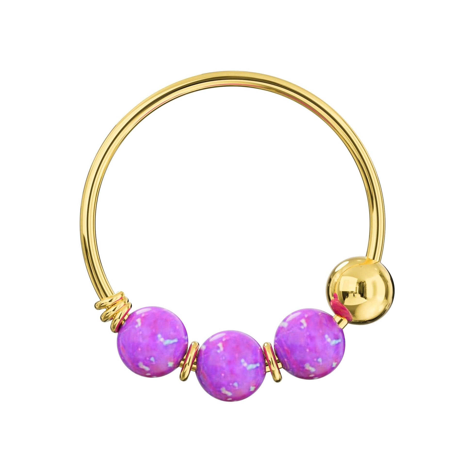 14K Gold Opal Stones Hoop Nose Ring - Monster Piercing