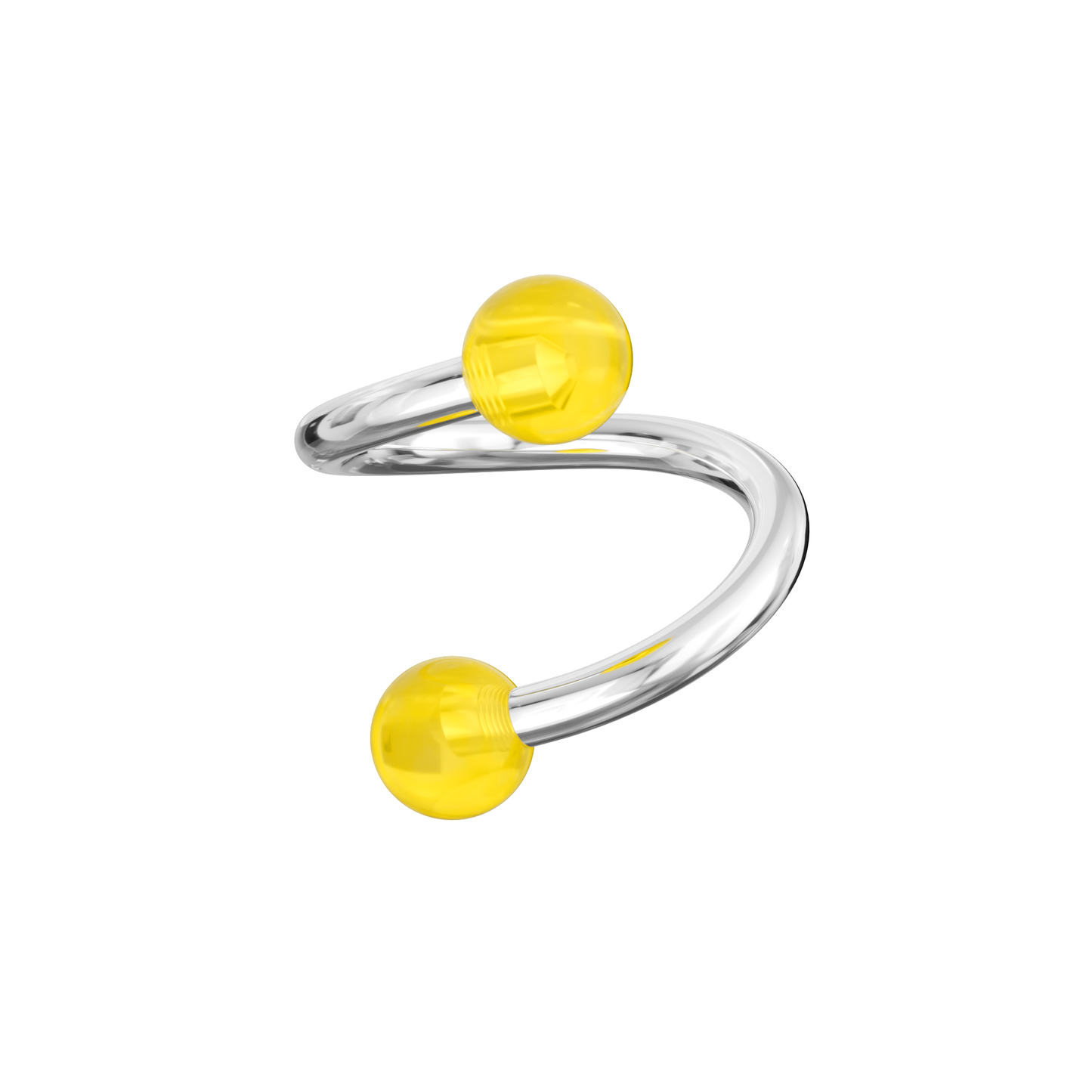 316L Surgical Steel Twisted Barbell With Glossy UV Ball (Pack of 10)