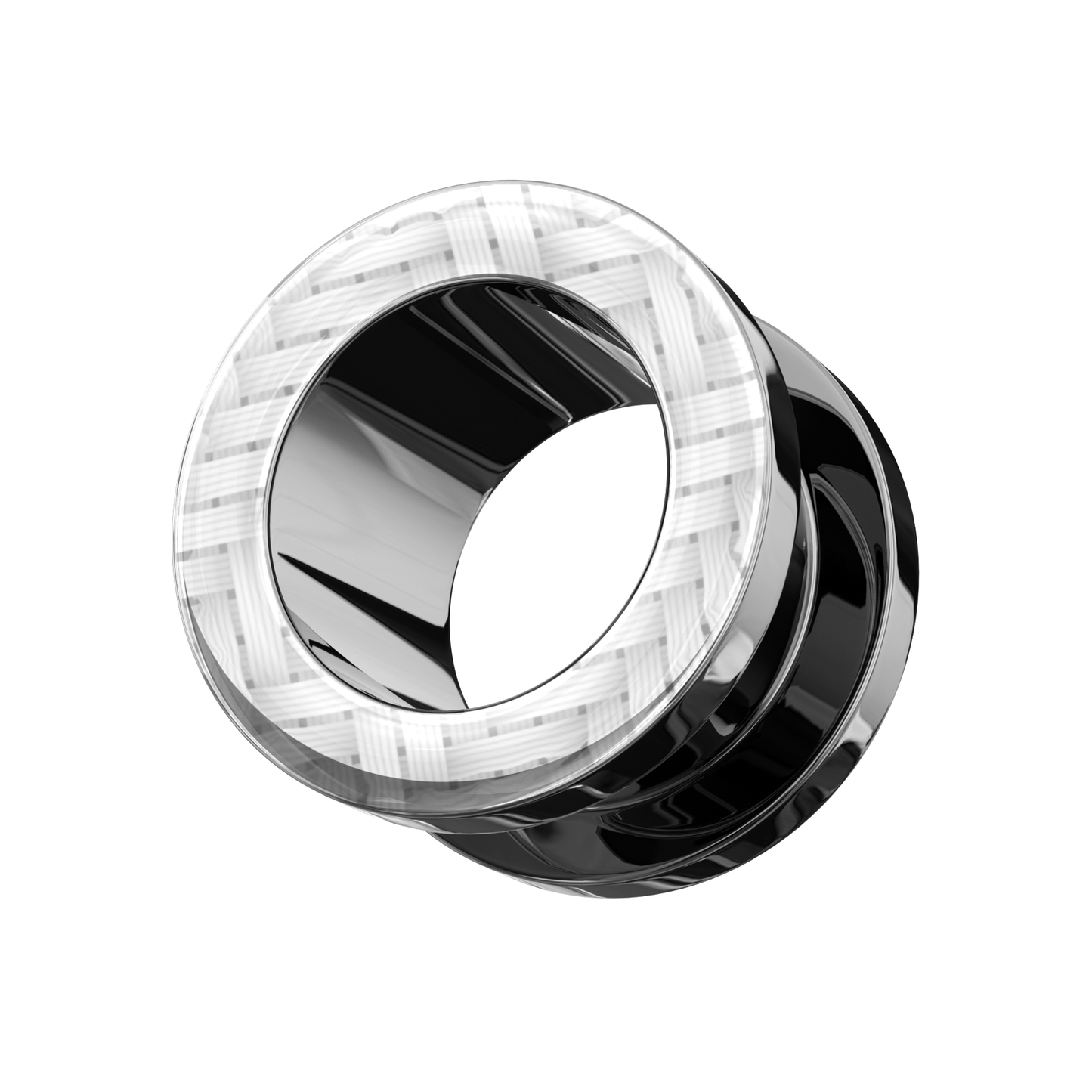 316L Surgical Steel Hatch-work Edge Externally Threaded Tunnel