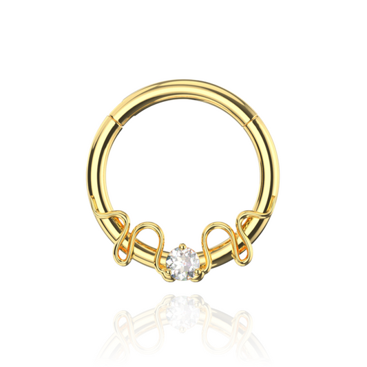 316L Surgical Steel Round CZ Duo Snake Hinged Segment Clicker Ring - Monster Piercing